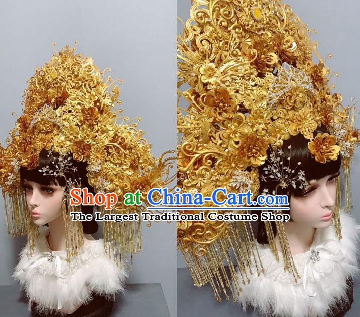 Handmade Chinese Traditional Wedding Hair Accessories Stage Performance Deluxe Phoenix Coronet