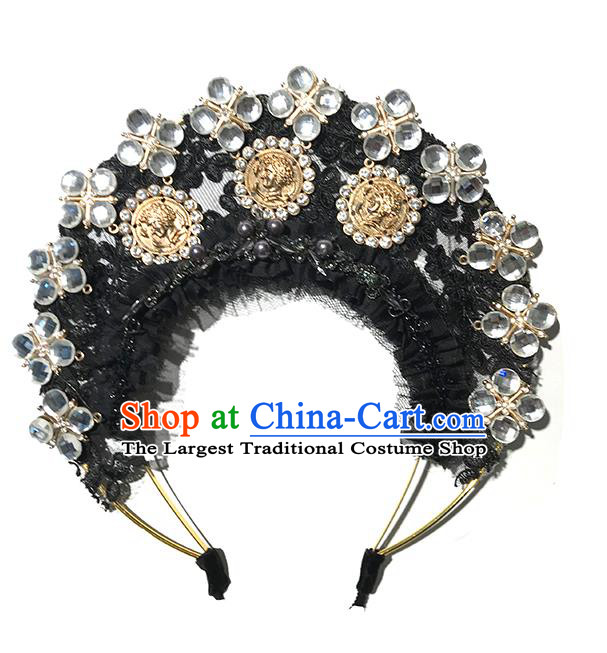 Handmade Gothic Queen Royal Crown Stage Show Headdress Halloween Cosplay Hair Accessories