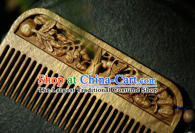 China Handmade Hair Accessories Wood Hairpin Traditional National Carving Nanmu Hair Comb