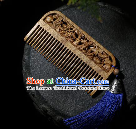 China Handmade Hair Accessories Wood Hairpin Traditional National Carving Nanmu Hair Comb