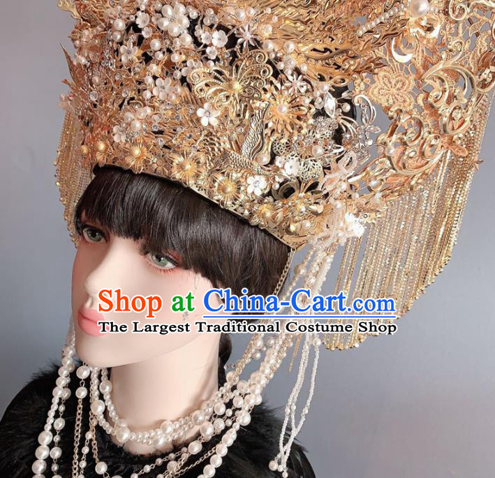 Handmade Chinese Ancient Bride Wedding Deluxe Phoenix Coronet Traditional Xiuhe Suit Hair Accessories