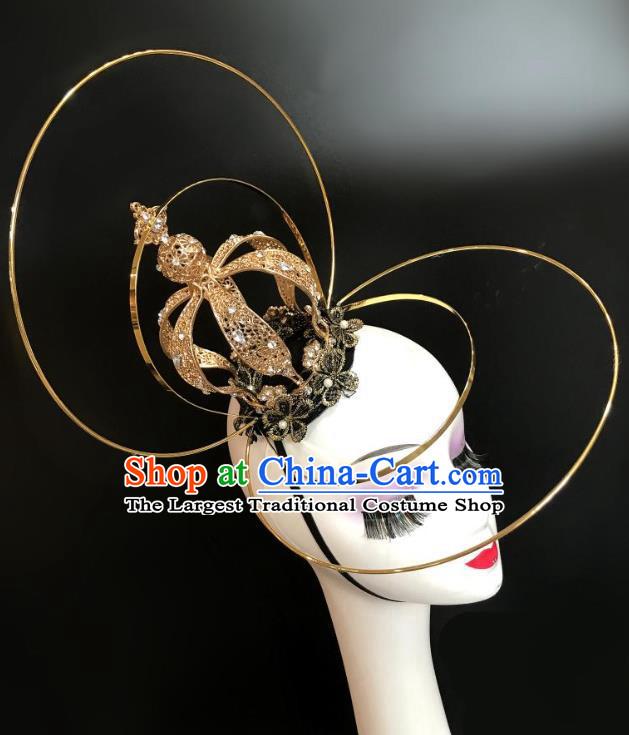 Handmade Halloween Cosplay Hair Accessories Gothic Queen Golden Royal Crown Stage Show Headdress