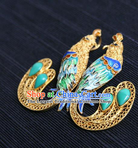 China Classical Cloisonne Phoenix Accessories Traditional National Silver Jewelry Handmade Brooch