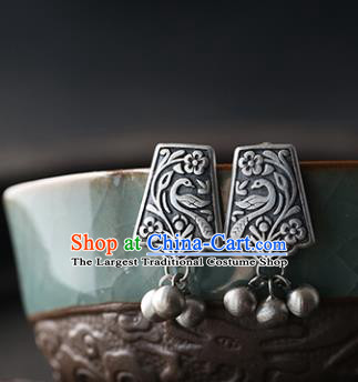 Handmade Chinese Cheongsam Jewelry Ear Accessories Traditional Silver Carving Earrings