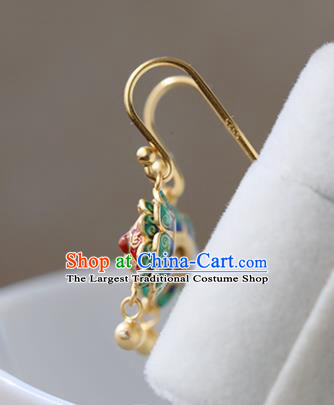Handmade Chinese Enamel Red Ear Accessories Cheongsam Silver Earrings Traditional Buddhism Mantra Jewelry