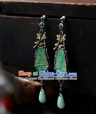 China Handmade Jade Ear Accessories Traditional Cheongsam Earrings National Jewelry