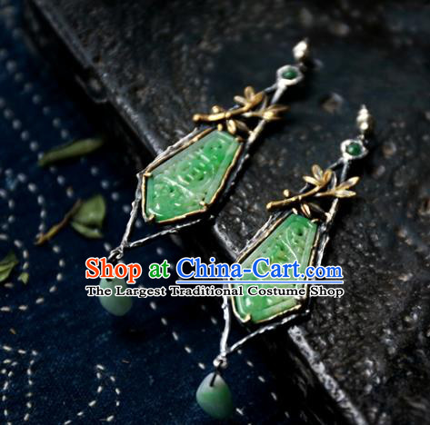 China Handmade Jade Ear Accessories Traditional Cheongsam Earrings National Jewelry