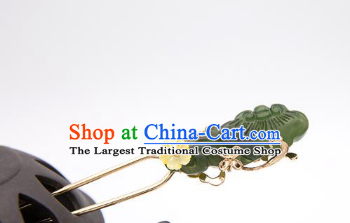 China Ming Dynasty Jade Hairpin Traditional Hanfu Hair Accessories Ancient Princess Tassel Hair Stick