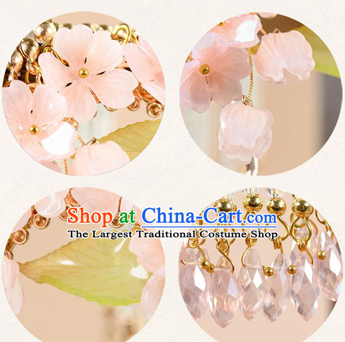 China Ancient Princess Long Tassel Hairpin Traditional Hanfu Ming Dynasty Hair Accessories Flowers Hair Stick