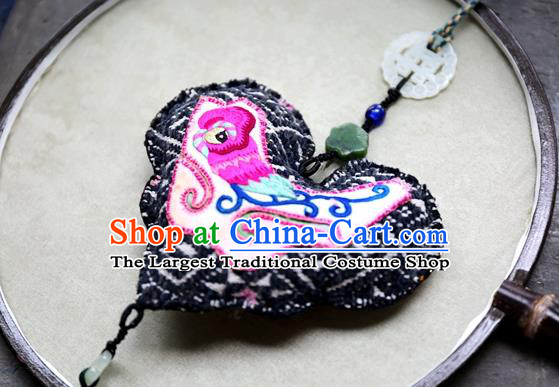 Traditional Embroidered Waist Accessories China National Tassel Jade Pendant Handmade Jewelry
