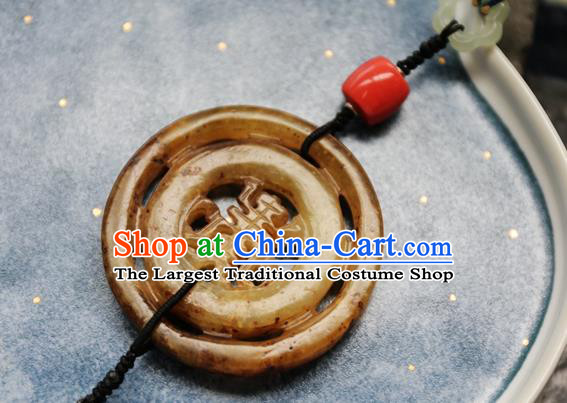 Traditional Yellow Jade Waist Accessories China Handmade Jewelry National Tassel Pendant