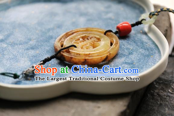 Traditional Yellow Jade Waist Accessories China Handmade Jewelry National Tassel Pendant