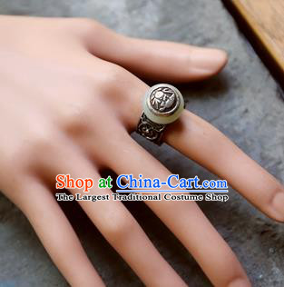 China National Jade Ring Traditional Handmade Silver Jewelry Accessories