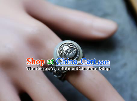 China National Jade Ring Traditional Handmade Silver Jewelry Accessories