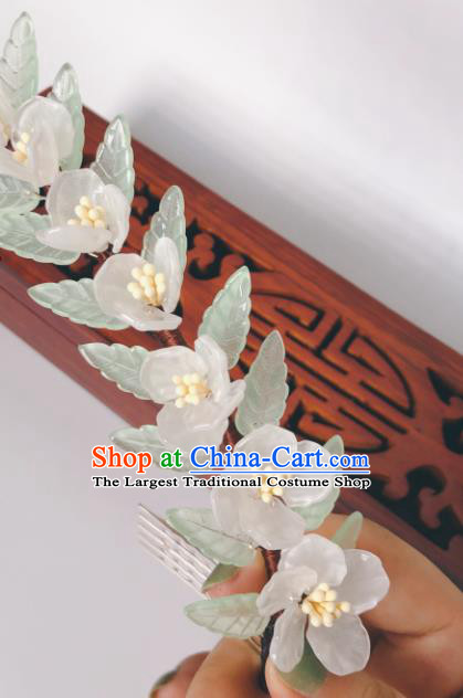 China Traditional Hanfu White Flowers Hair Comb Song Dynasty Hair Accessories Ancient Princess Hairpin