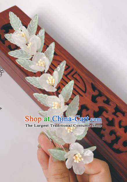 China Traditional Hanfu White Flowers Hair Comb Song Dynasty Hair Accessories Ancient Princess Hairpin