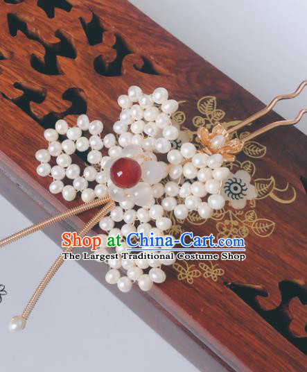 China Song Dynasty Hair Accessories Ancient Empress Hairpin Traditional Hanfu Pearls Butterfly Hair Stick