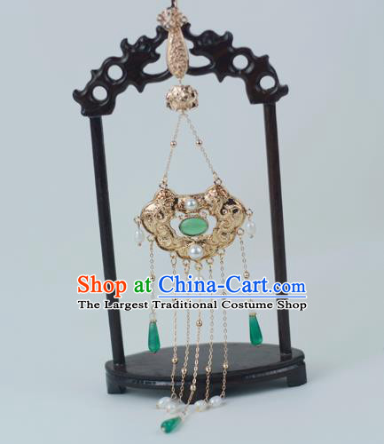 Chinese Traditional Cheongsam Golden Dragon Lock Jewelry Accessories Handmade Tassel Brooch Pendant