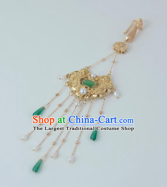 Chinese Traditional Cheongsam Golden Dragon Lock Jewelry Accessories Handmade Tassel Brooch Pendant
