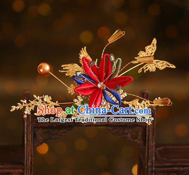 China Traditional Wedding Bride Xiuhe Suit Hair Accessories Handmade Hair Stick Tassel Hairpins Full Set