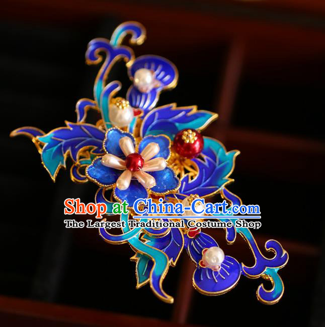 China Traditional Cloisonne Hair Comb and Hairpins Handmade Xiuhe Suit Hair Accessories Ming Dynasty Wedding Bride Hair Jewelry Full Set