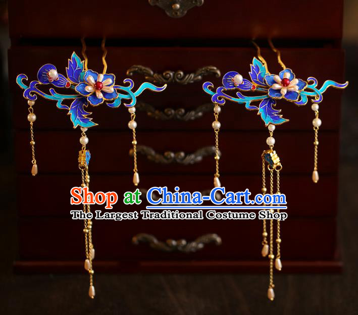 China Traditional Cloisonne Hair Comb and Hairpins Handmade Xiuhe Suit Hair Accessories Ming Dynasty Wedding Bride Hair Jewelry Full Set