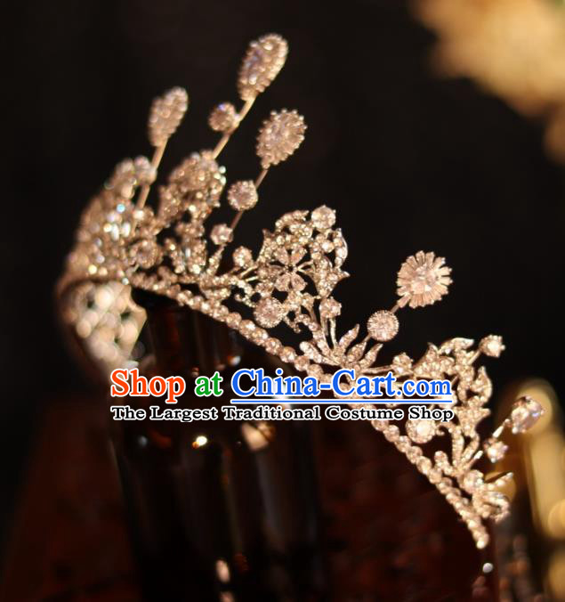 Top Bride Zircon Jewelry Ornaments Handmade Wedding Royal Crown Princess Crystal Hair Accessories