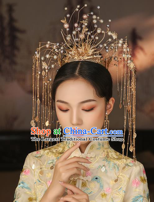 China Traditional Xiuhe Suit Hair Accessories Ancient Wedding Deluxe Phoenix Coronet