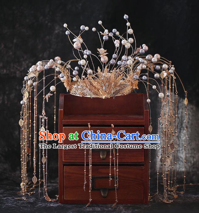 China Traditional Xiuhe Suit Hair Accessories Ancient Wedding Deluxe Phoenix Coronet