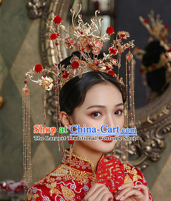 China Wedding Deluxe Phoenix Coronet Traditional Xiuhe Suit Hair Accessories Handmade Bride Headwear