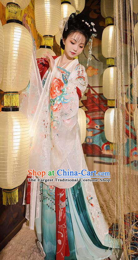 China Traditional Clothing Tang Dynasty Imperial Concubine Hanfu Dress Ancient Court Beauty Yang Yuhuan Historical Costumes