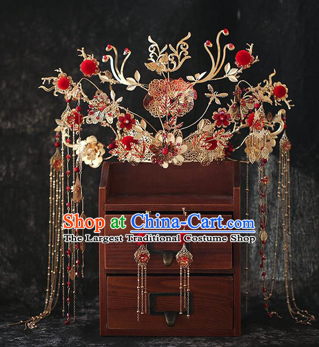 China Wedding Deluxe Phoenix Coronet Traditional Xiuhe Suit Hair Accessories Handmade Bride Headwear