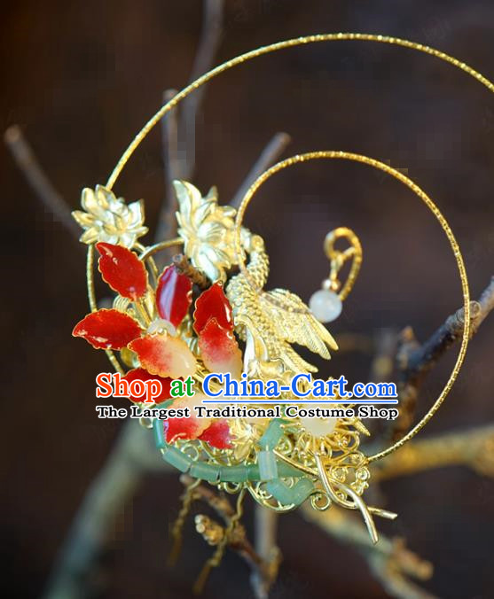 China Traditional Wedding Hair Crown and Tassel Hairpins Earrings Ancient Bride Hair Accessories