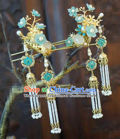 China Ancient Bride Tassel Hair Sticks Traditional Wedding Hair Accessories Hairpins Hair Combs Full Set