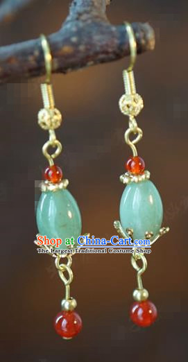Top Grade Traditional Qing Dynasty Ear Accessories China Ancient Court Empress Jade Earrings Jewelry