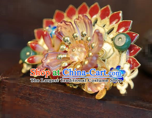 China Traditional Wedding Luxury Hair Accessories Ancient Bride Xiuhe Suit Red Velvet Flowers Hair Sticks Full Set