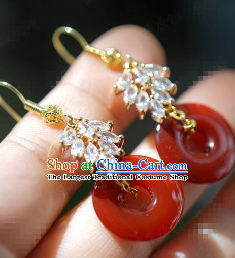 Top Grade Ancient Bride Agate Earrings China Traditional Hanfu Accessories Crystal Ear Jewelry