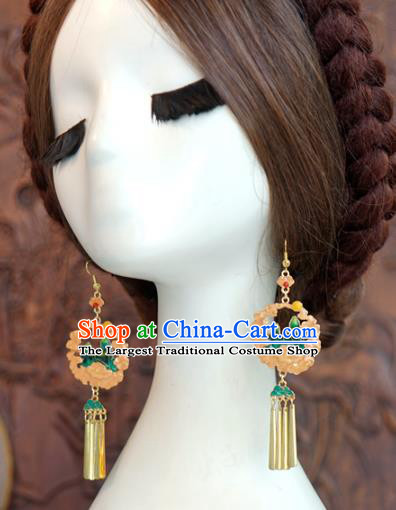 Top Grade China Traditional Hanfu Accessories Tassel Ear Jewelry Ancient Bride Cloisonne Cloud Mount Earrings