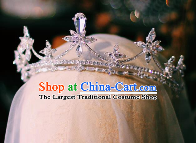 Baroque Retro Zircon Royal Crown European Wedding Bride Hair Accessories Crystal Hair Clasp