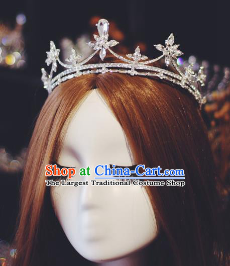 Baroque Retro Zircon Royal Crown European Wedding Bride Hair Accessories Crystal Hair Clasp