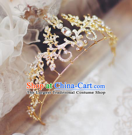 Handmade Baroque Bride Headwear European Wedding Golden Royal Crown Court Retro Hair Accessories