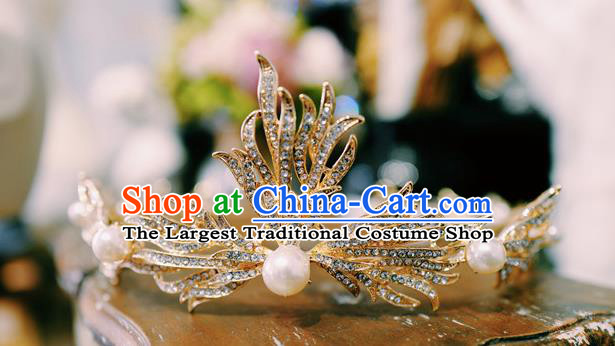 Handmade Court Retro Hair Accessories Baroque Bride Headwear European Wedding Golden Royal Crown