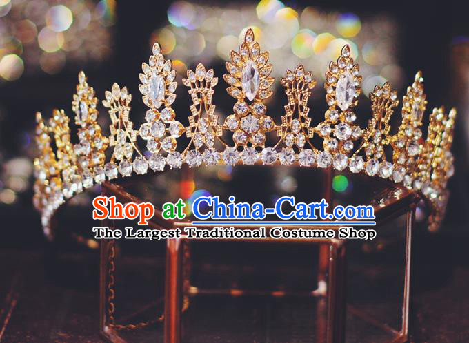 Handmade Court Retro Royal Crown Hair Accessories Baroque Bride Headwear European Wedding Golden Hair Clasp