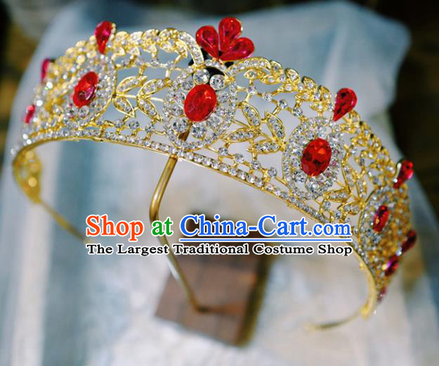 Handmade European Wedding Golden Royal Crown Baroque Bride Hair Accessories Headwear