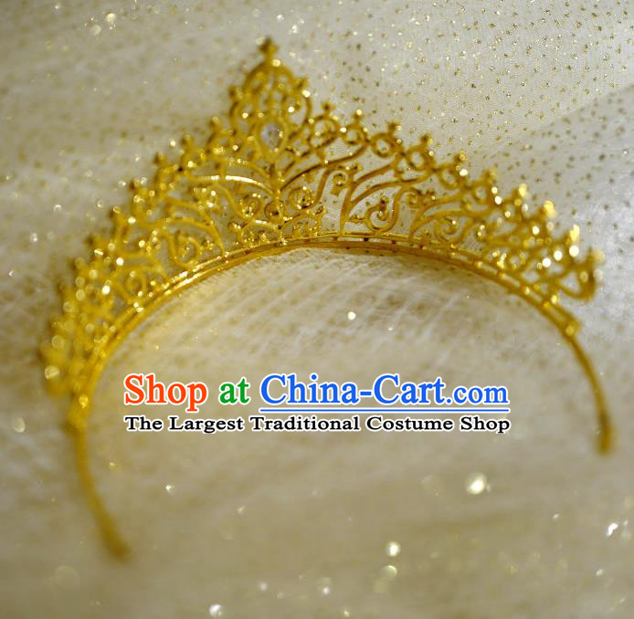 European Wedding Bride Golden Hair Clasp Handmade Court Hair Accessories Baroque Crystal Royal Crown