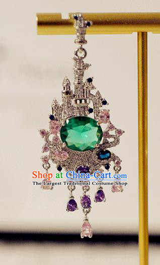 Top Grade Green Crystal Earrings Accessories Baroque Bride Zircon Ear Jewelry