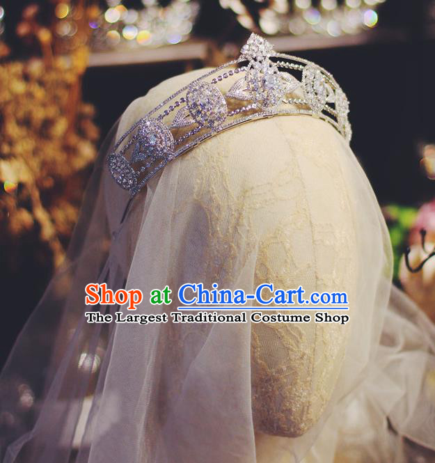 Baroque Princess Zircon Royal Crown Court Hair Jewelry European Wedding Bride Hair Accessories