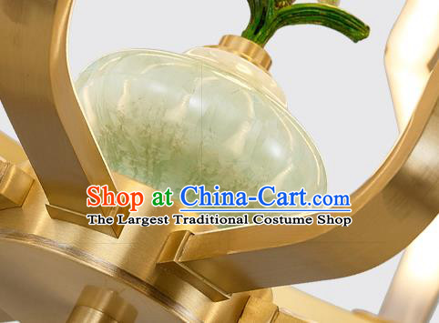 Chinese Traditional Ceramics Vase Ceiling Lamp Handmade Classical Brass Lantern