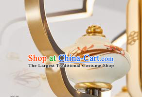 Chinese Traditional Brass Ceiling Lamp Handmade Classical Ceramics Vases Lantern