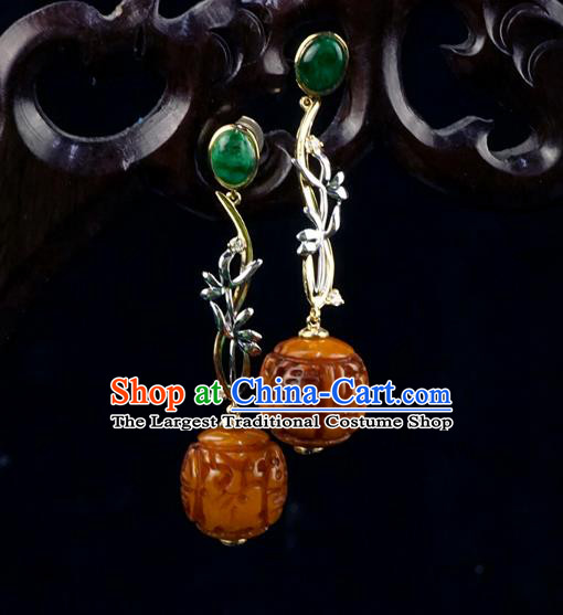 Top Grade Chinese Traditional Classical Argent Orchid Earrings Handmade Beeswax Ear Jewelry Accessories